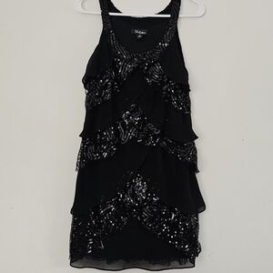 S.L. Fashions Black Sequin Dress